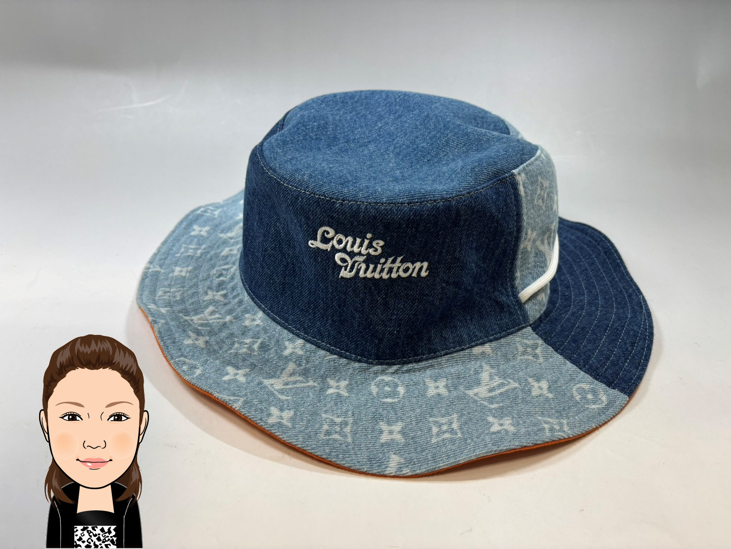 LOUIS VUITTON 【ルイヴィトン】デニム×オレンジ 布地 リバーシブルバケットハット 画像1
