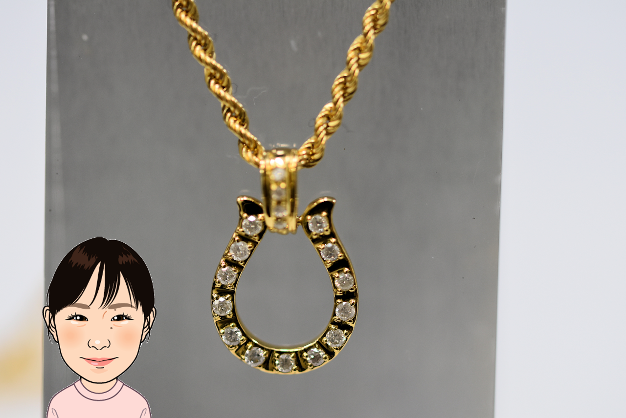 K18 【18金】 ダイヤモンド ホースシュー ネックレス 画像1
