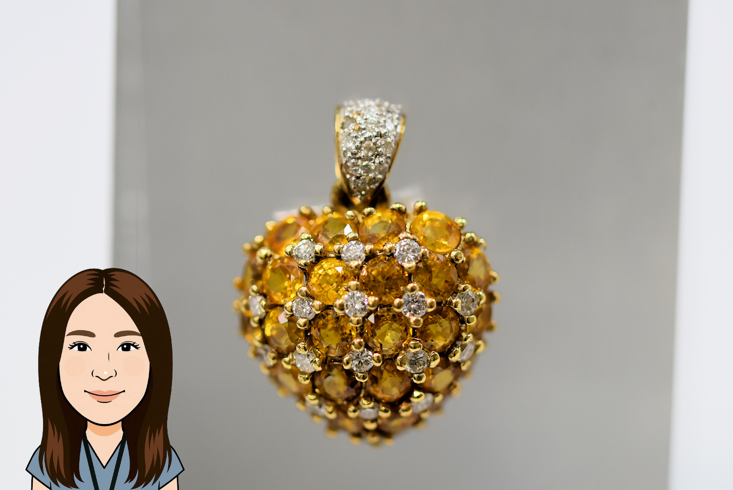 K18 【18金】 ダイヤモンド イエローサファイア ペンダントトップ 画像1