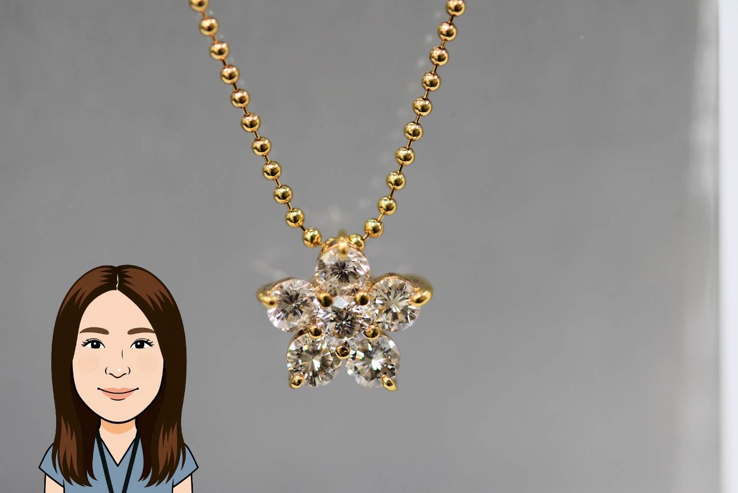 K18 【18金】 ダイヤモンド 花モチーフ ネックレス 画像1