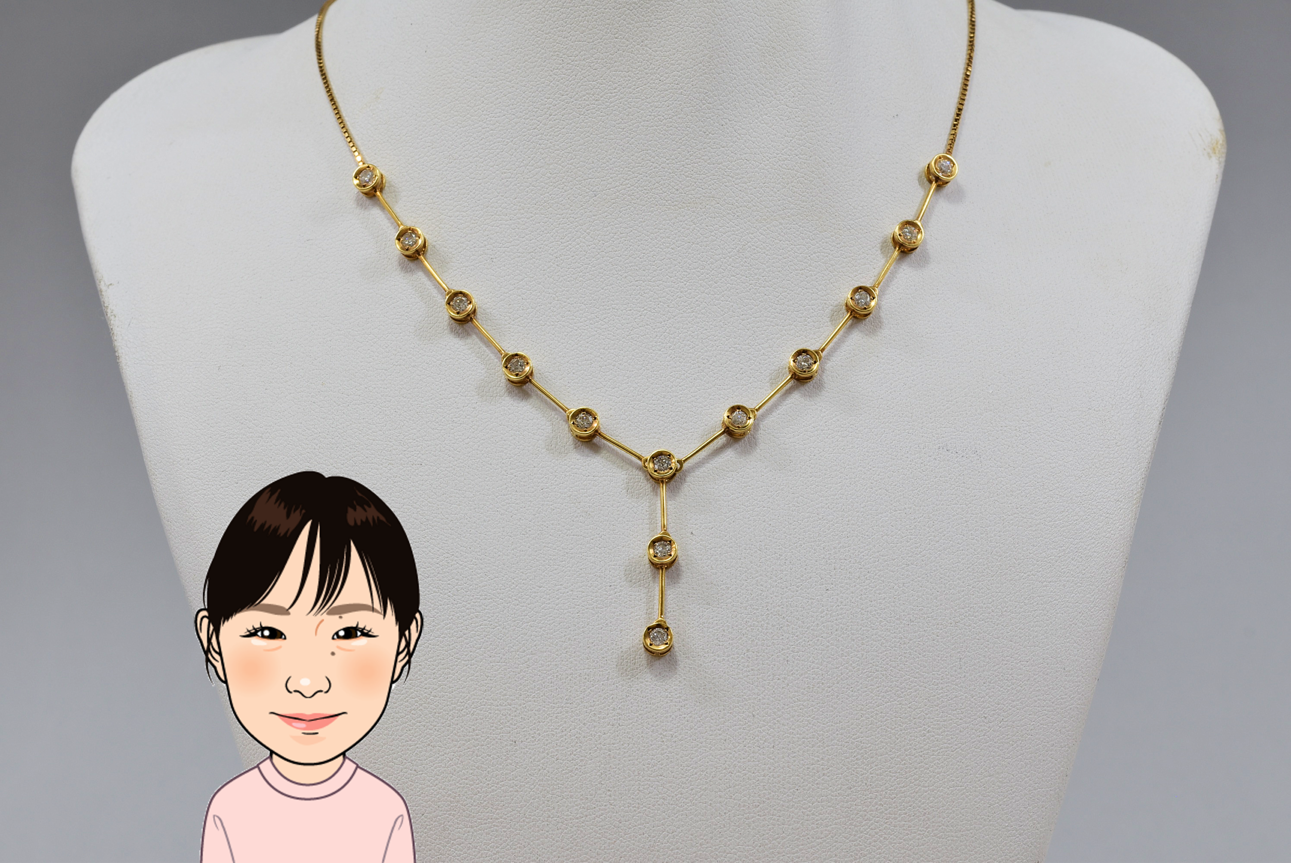 K18 【イエローゴールド】 ダイヤモンド ネックレス 画像1