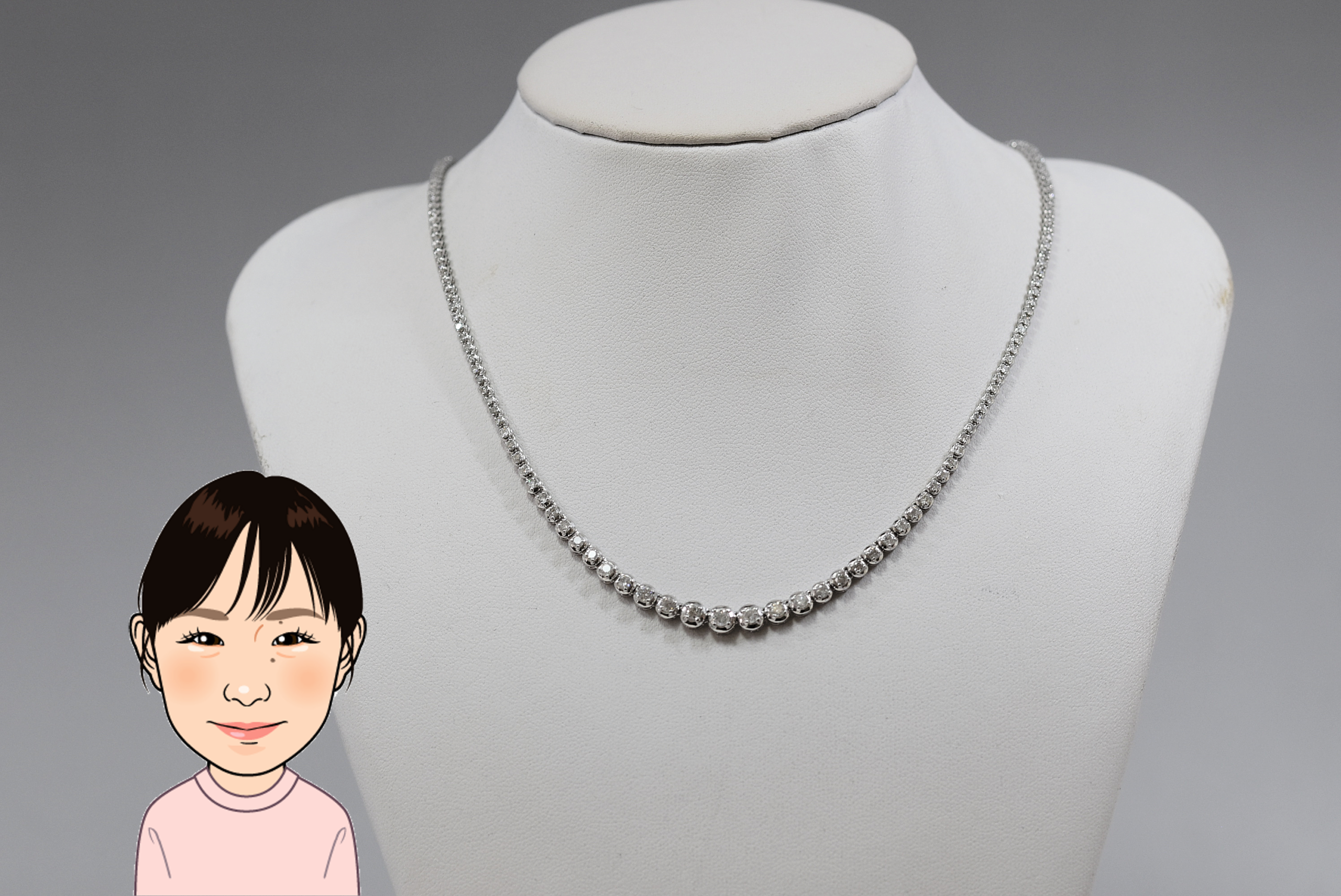 Pt850 【プラチナ】 ダイヤモンド テニスネックレス 画像1