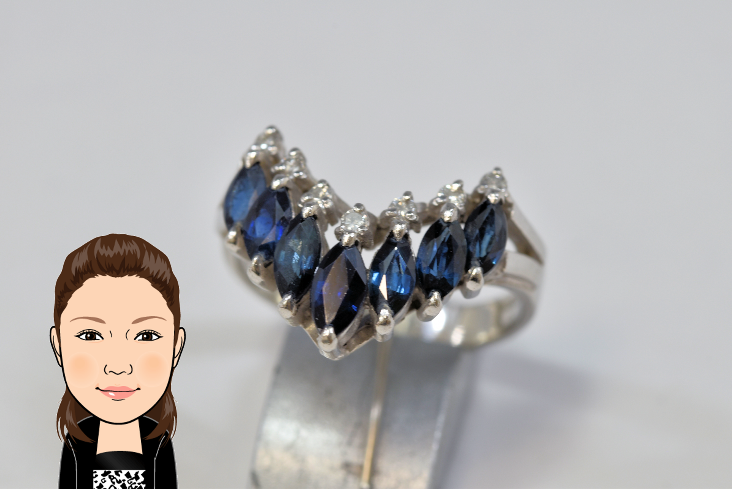 Pt900 【プラチナ】 サファイア ダイヤモンド 指輪 画像1