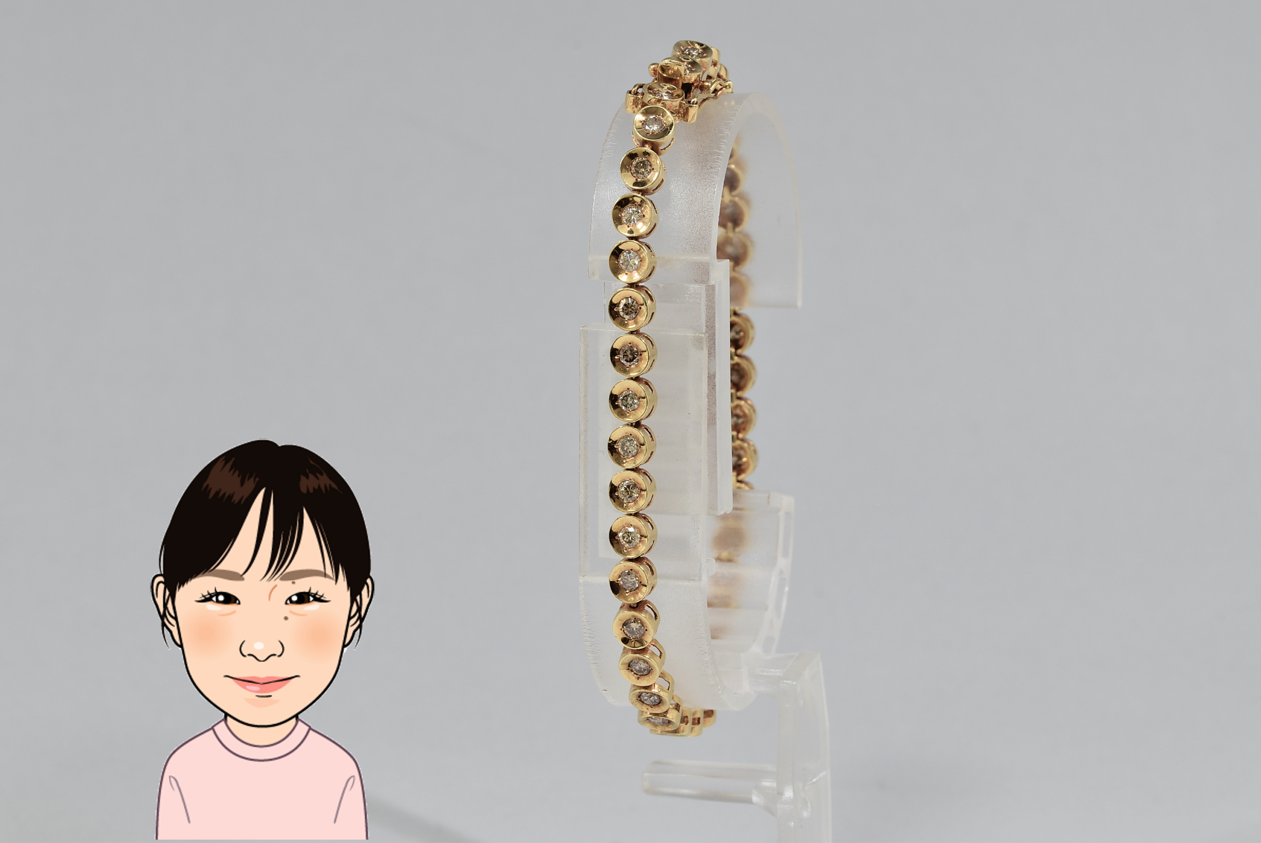 K18 【イエローゴールド】 ダイヤモンド テニスブレスレット 画像1