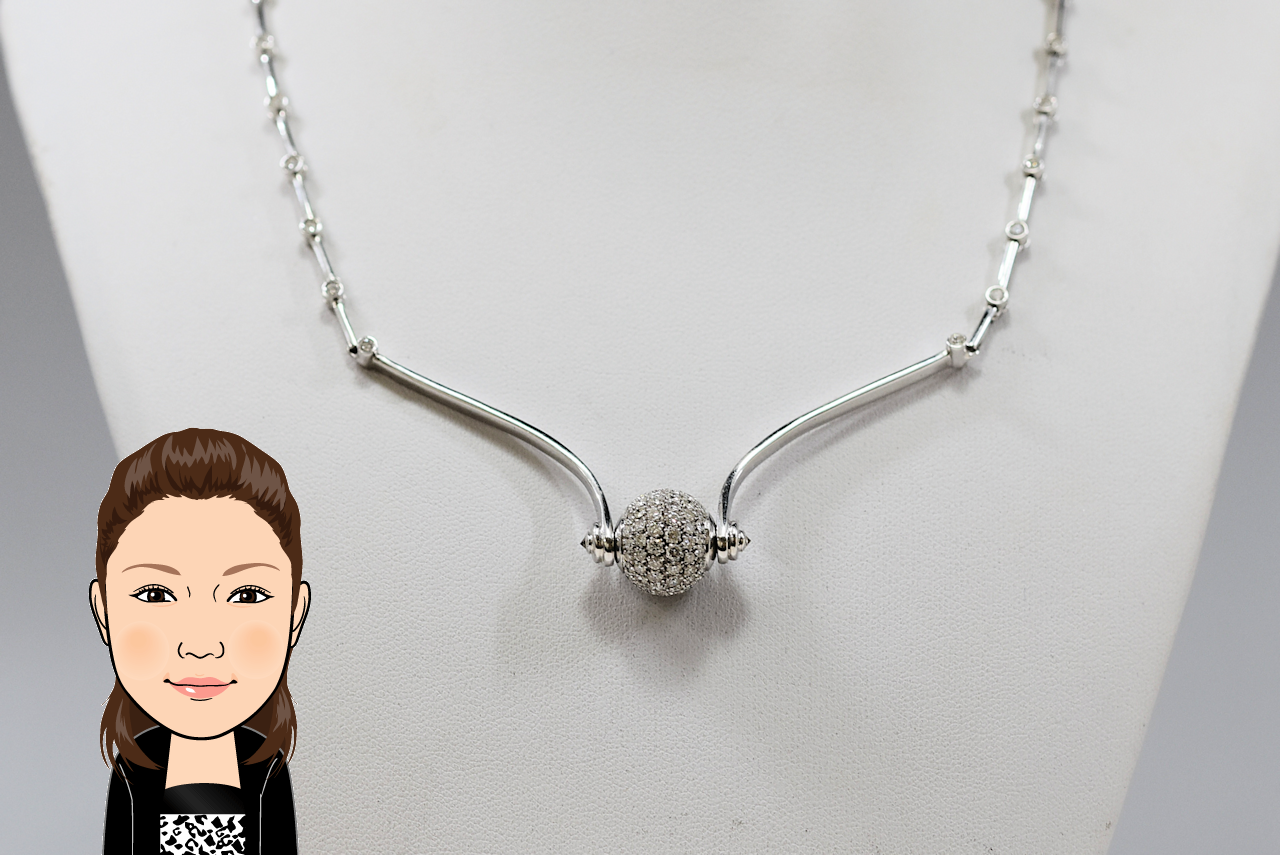 K18WG 【ホワイトゴールド】 ダイヤモンド ネックレス 画像1