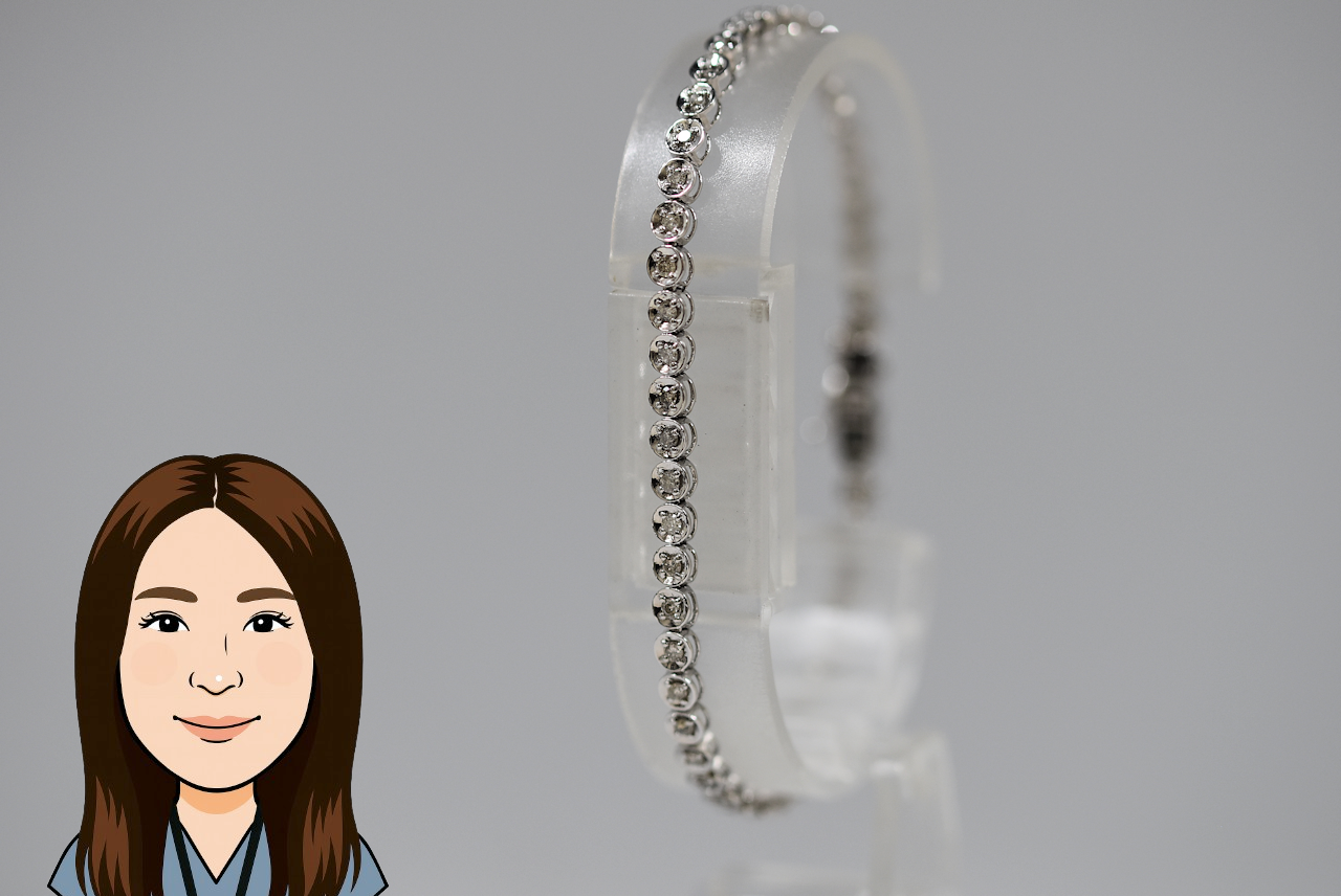 K18WG 【ホワイトゴールド】 ダイヤモンド テニスブレスレット 画像1