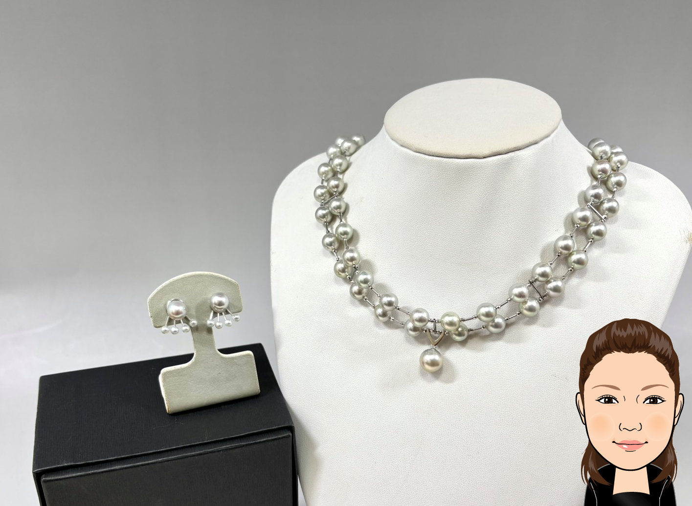 K18WG パール 真珠 ネックレス＆ピアス 画像1