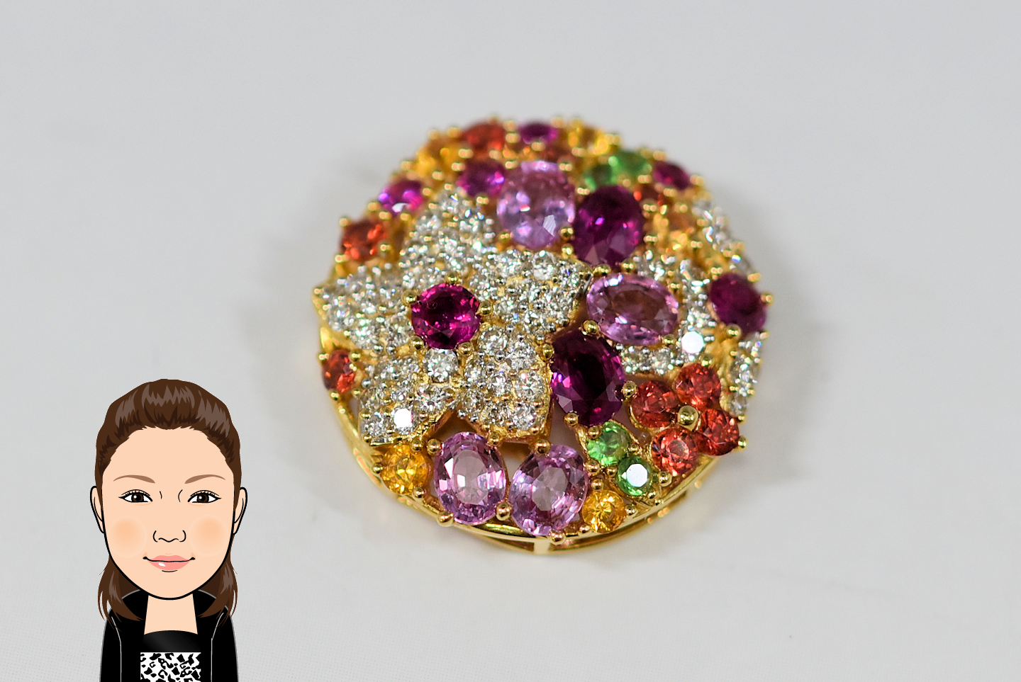 K18 【18金】 ダイヤモンド マルチ色石 ペンダントトップ 画像1