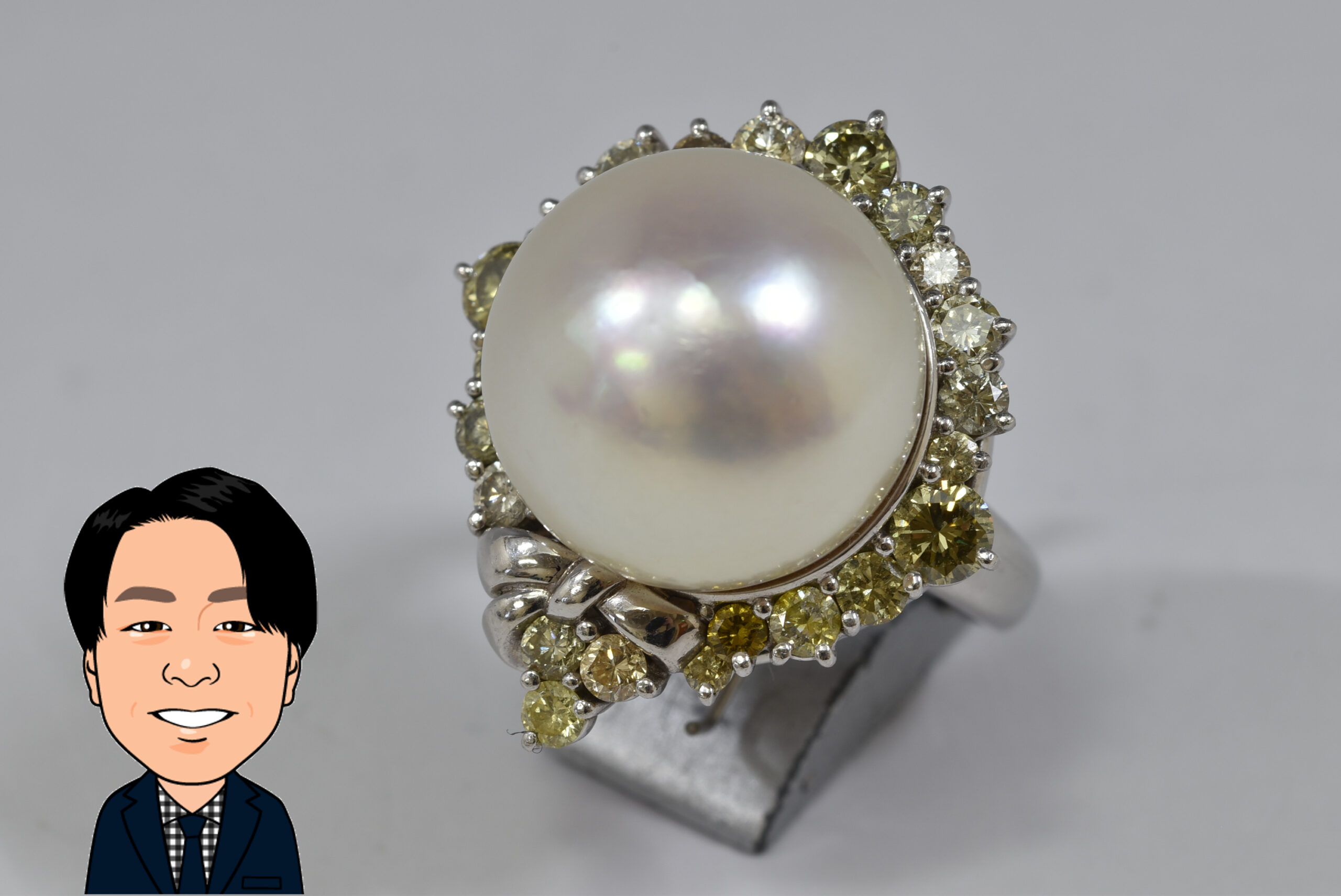 Pt900 【プラチナ】 パール ダイヤモンド 指輪 画像1