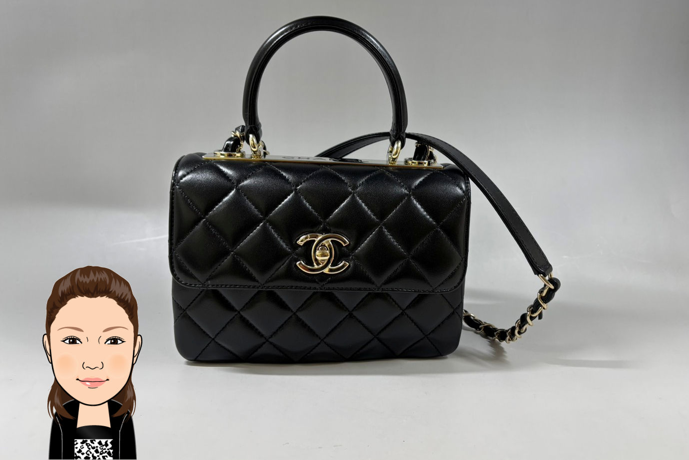 CHANEL 【シャネル】 マトラッセ トップハンドル ラムスキン ミニフラップバッグ 画像1