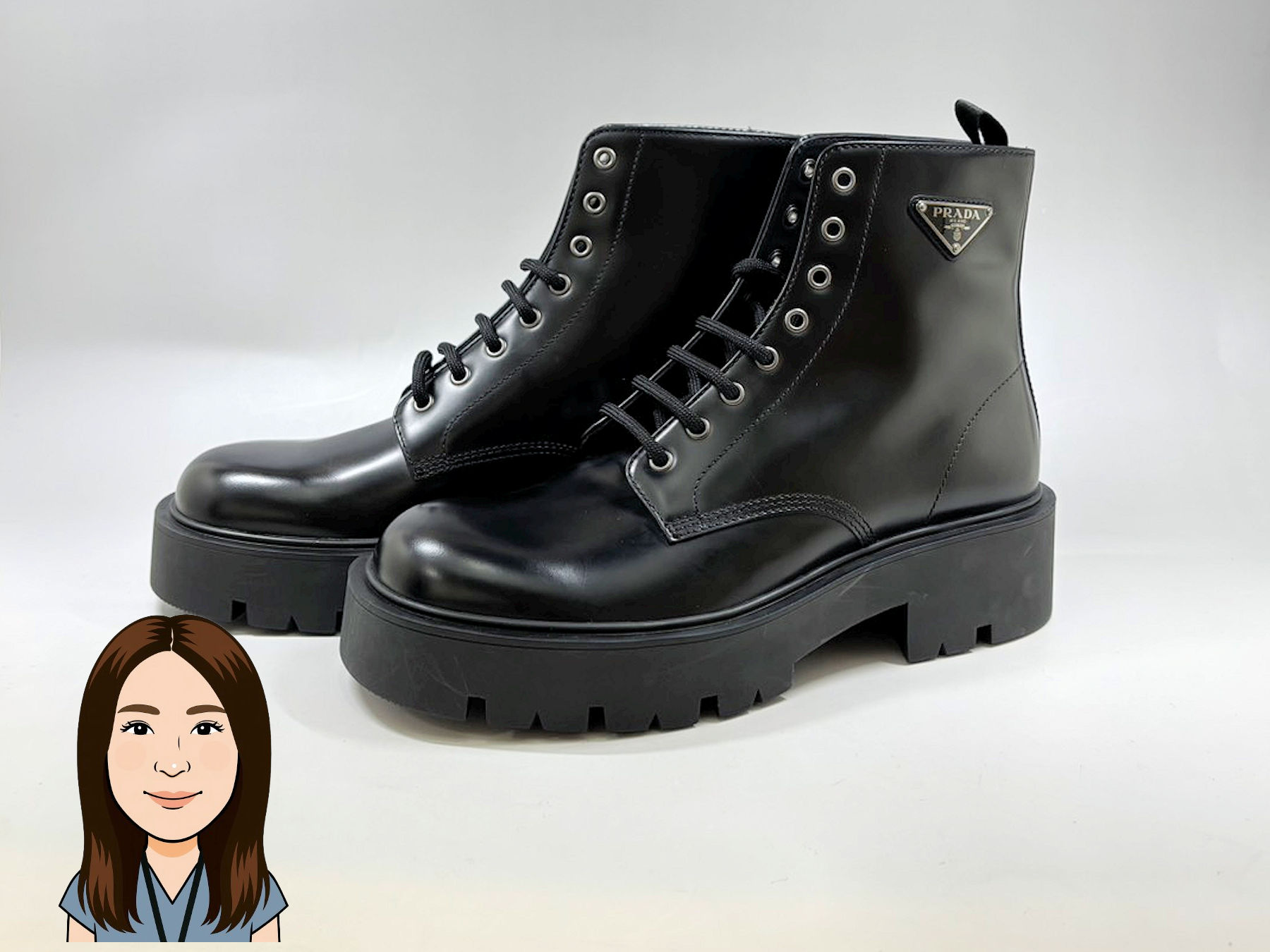 PRADA 【プラダ】 ブラッシュドレザー コンバットブーツ 靴 画像1