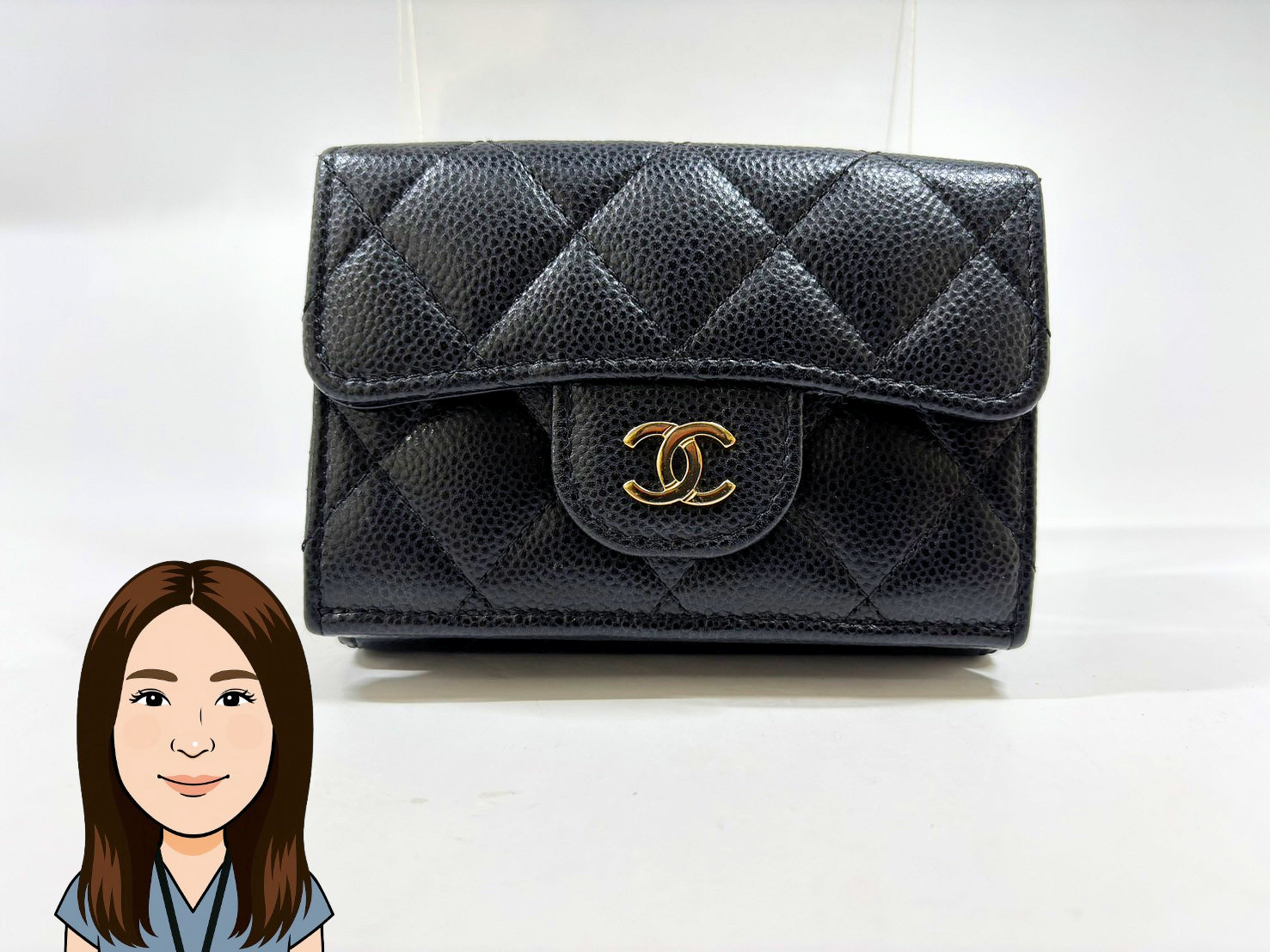 CHANEL 【シャネル】 キャビアスキン 三つ折り財布 画像1