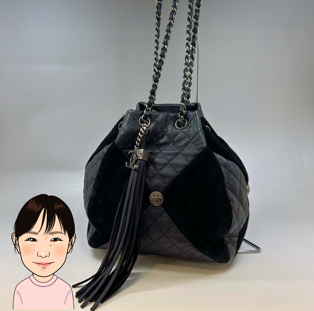 CHANEL 【シャネル】 ラムスキン×スエード チェーンショルダー巾着バッグ 画像1