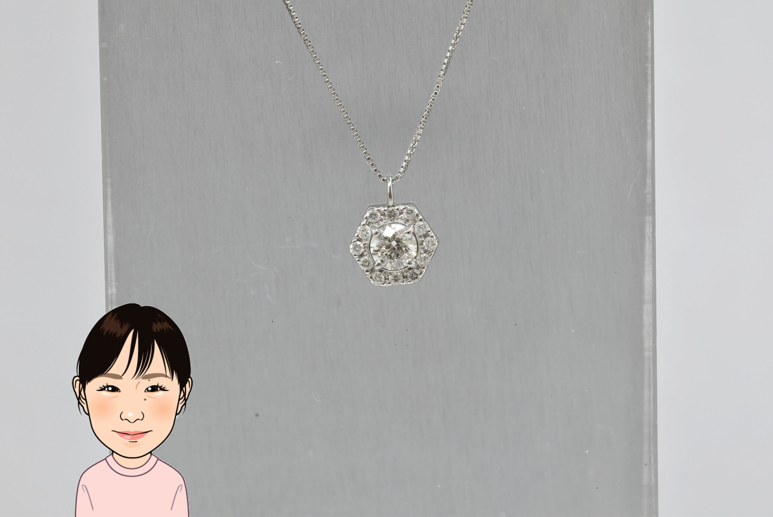 Pt850/900 【プラチナ】 ダイヤモンド プチネックレス 画像1