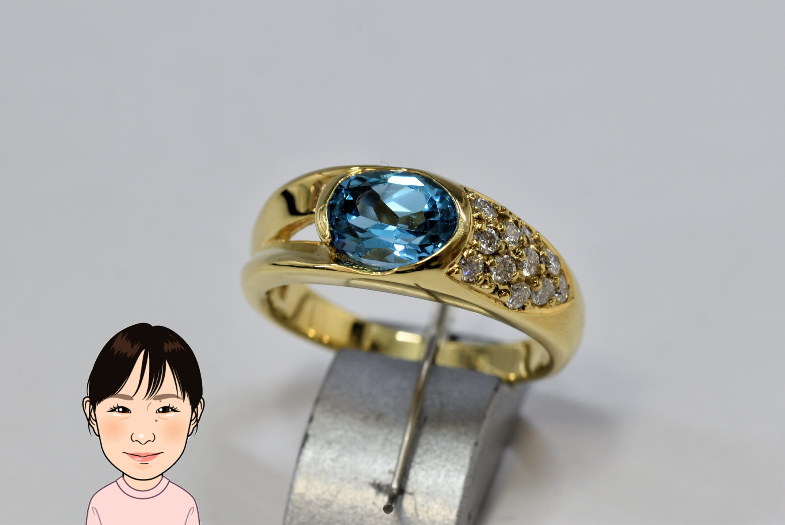 K18 ブルートパーズ ダイヤモンド 指輪 画像1