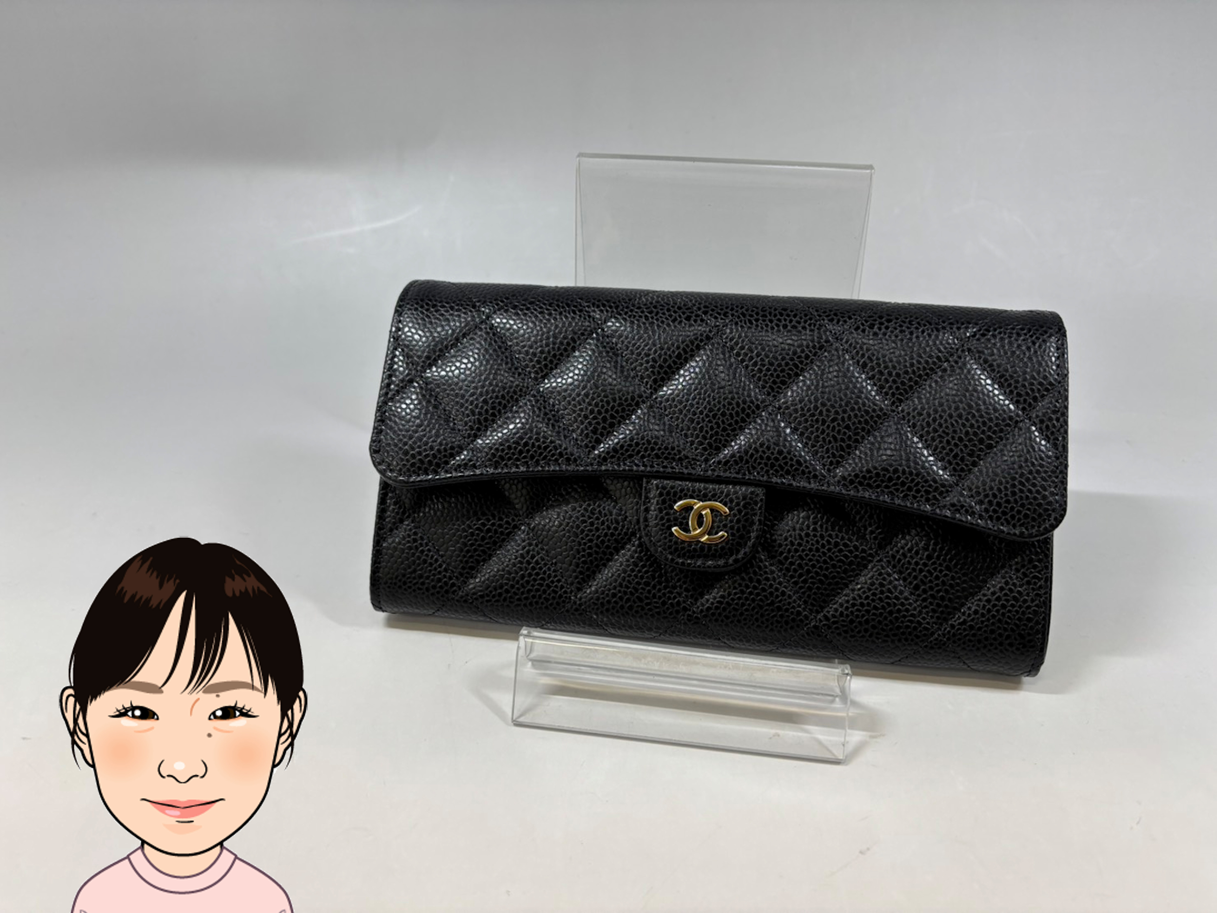 CHANEL 【シャネル】 キャビアスキン マトラッセ 長財布 画像1