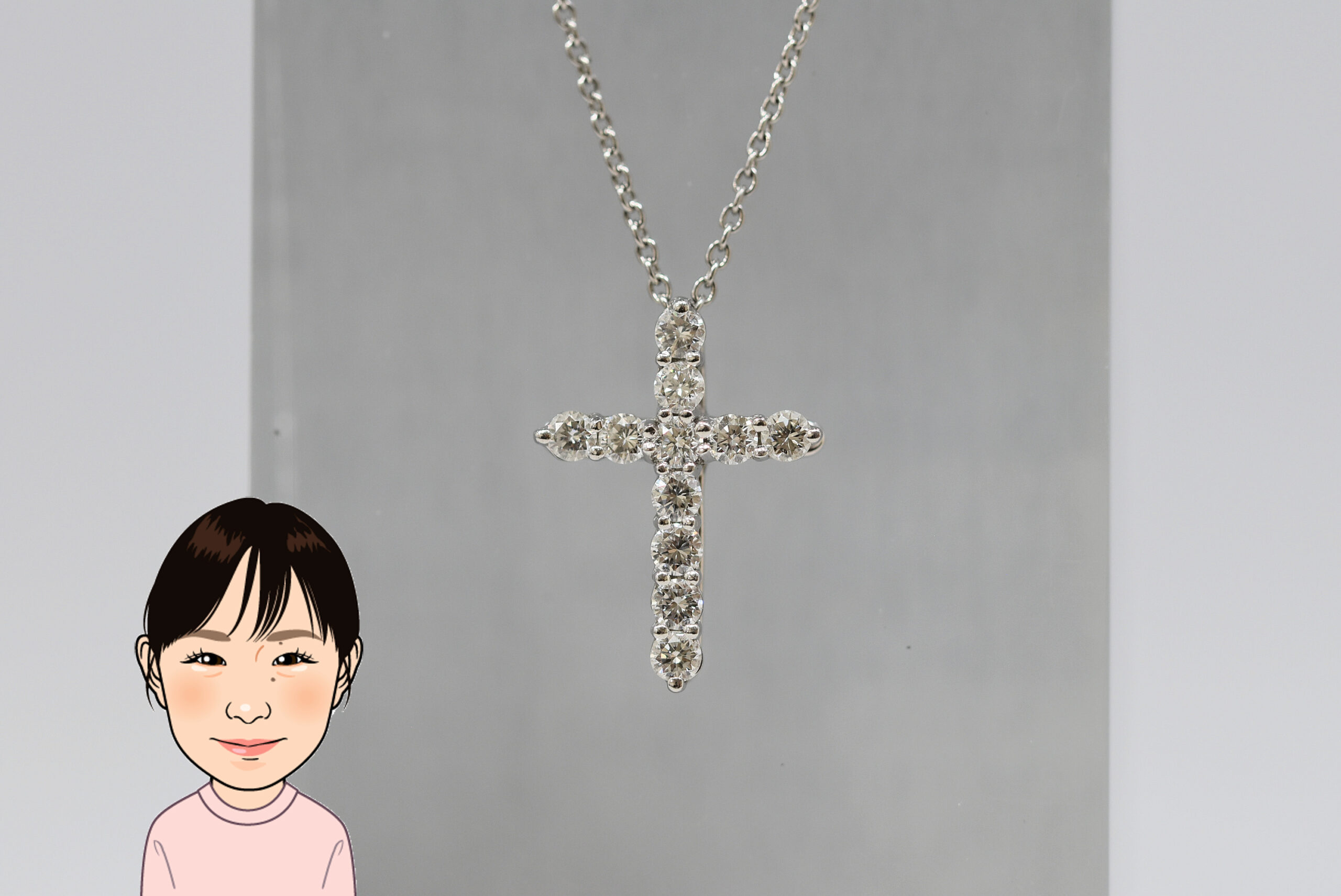 THIFFANY 【ティファニー】　Pt950 ダイヤモンド スモールクロスネックレス 画像1