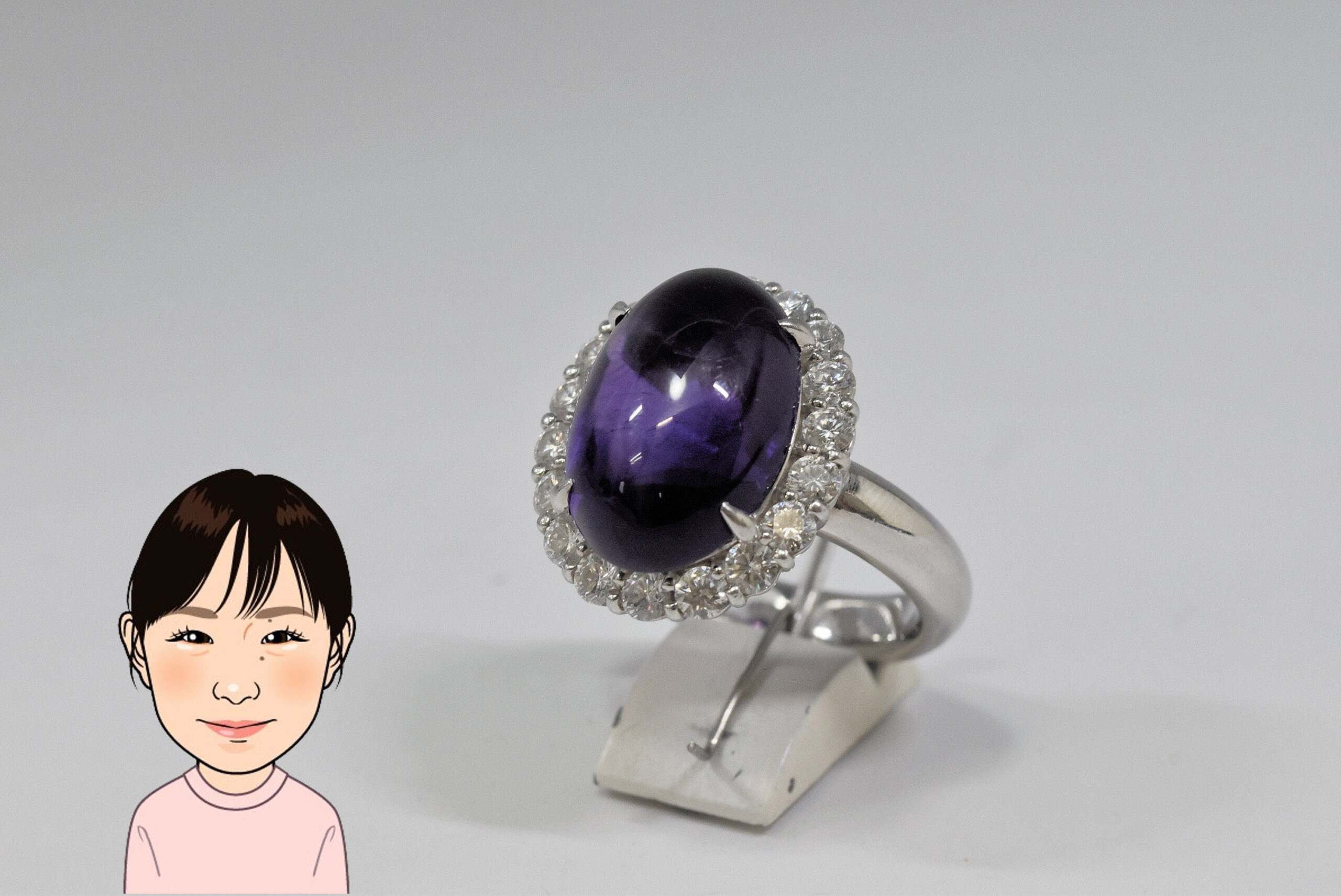Pt900 【プラチナ】 アメジスト ダイヤモンド 指輪 画像1