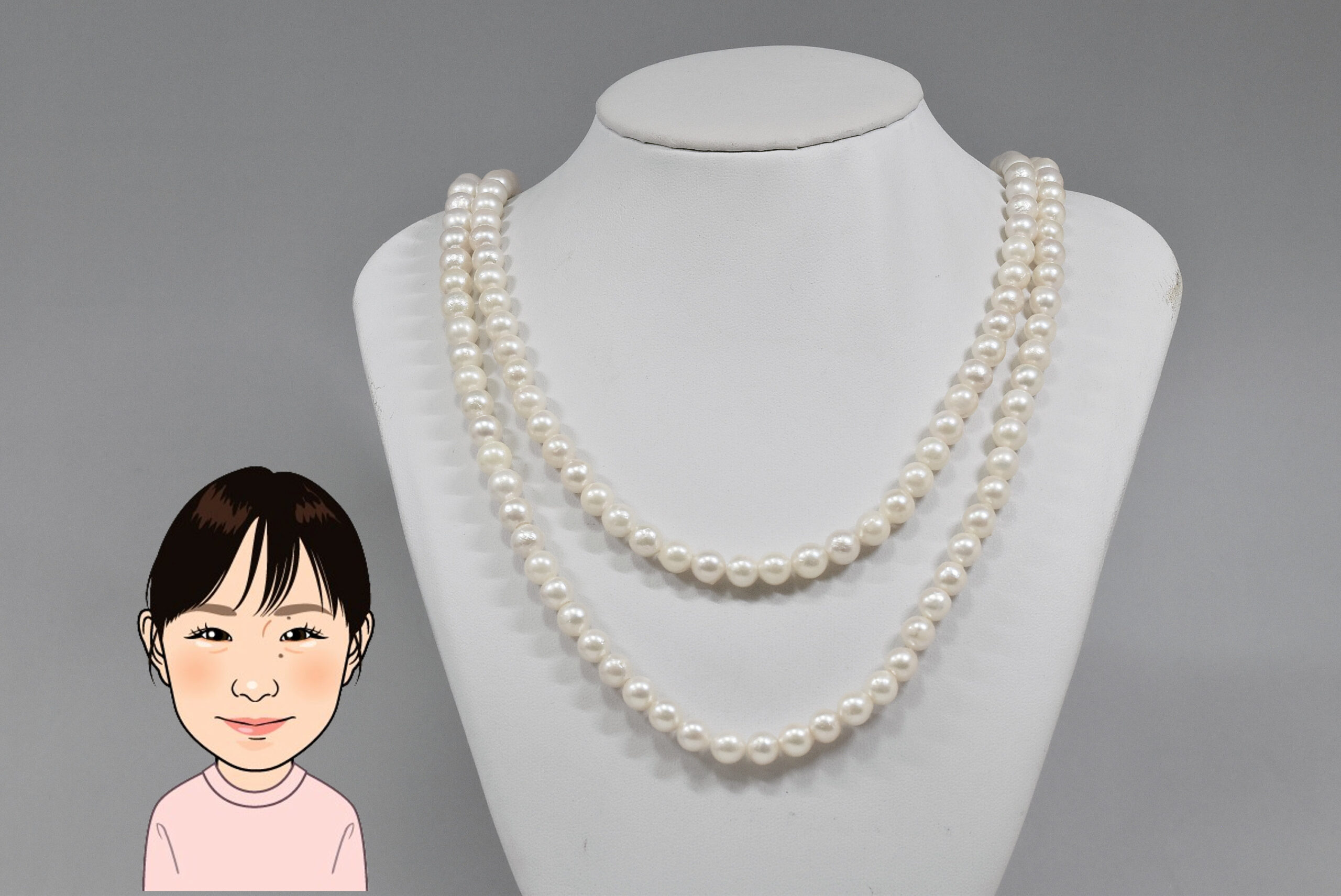 SV留め具 パール ロングネックレス 画像1