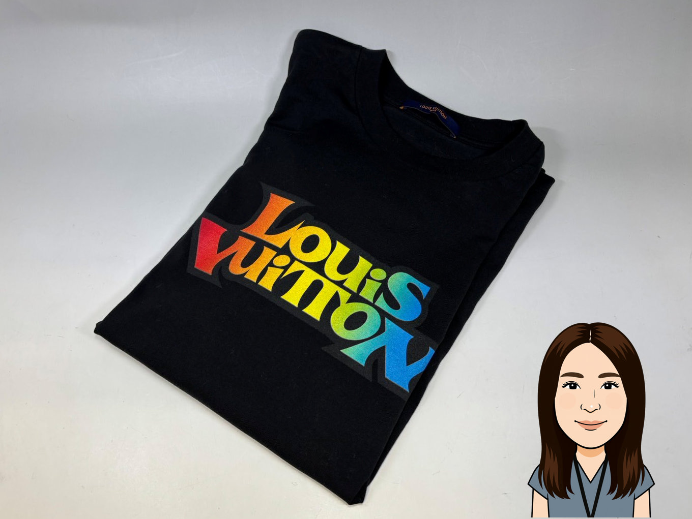LOUIS VUITTON 【ルイヴィトン】黒 虹色ロゴ 長袖Tシャツ 画像1