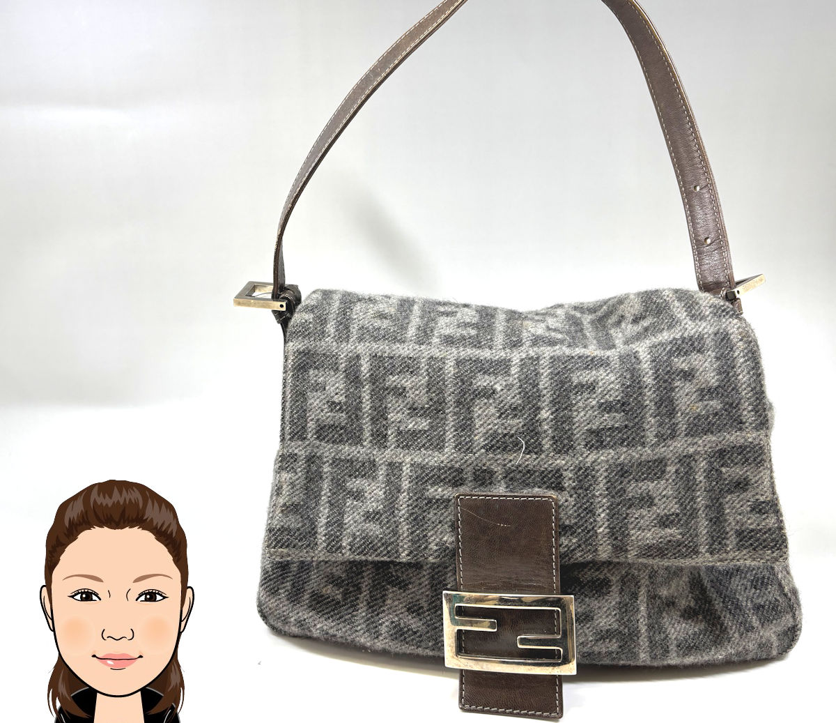 FENDI 【フェンディ】 ズッカ マンマバケット ウール ハンドバッグ 画像1