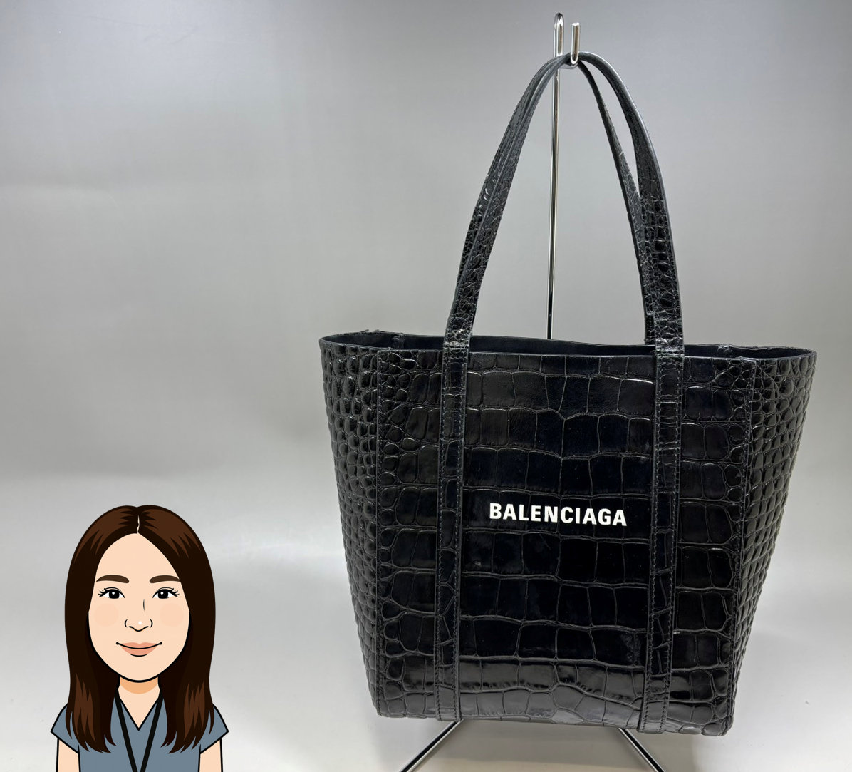 BALENCIAGA 【バレンシアガ】 クロコ型押しレザー エブリディトートバッグXXS 画像1