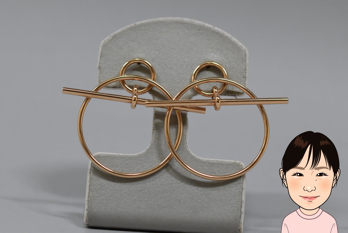 HERMES 【エルメス】 ピンクゴールド エシャペPM ピアス 画像1