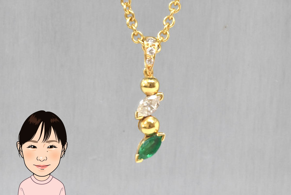 MOUAWAD【モワード】750YG エメラルド ダイヤモンド ネックレス 画像1