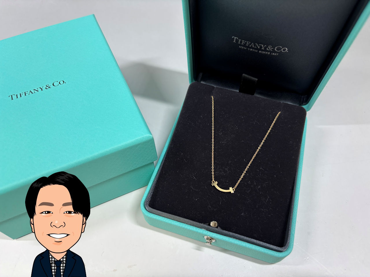 TIFFANY 【ティファニー】Tスマイル ミニ ネックレス 750PG 画像1