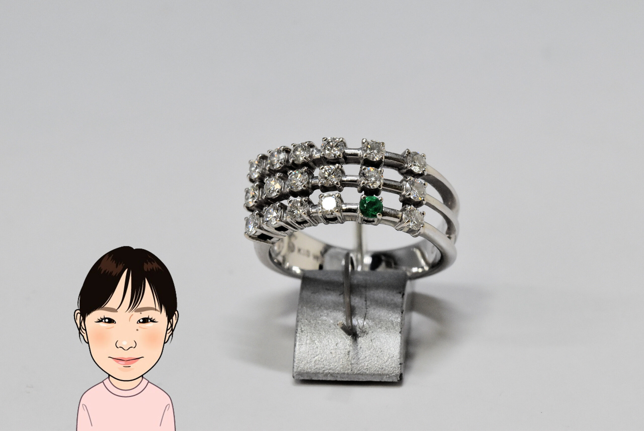 TASAKI 【タサキ 田崎真珠】 K18WG ホワイトゴールド エメラルド ダイヤモンド 指輪 画像1