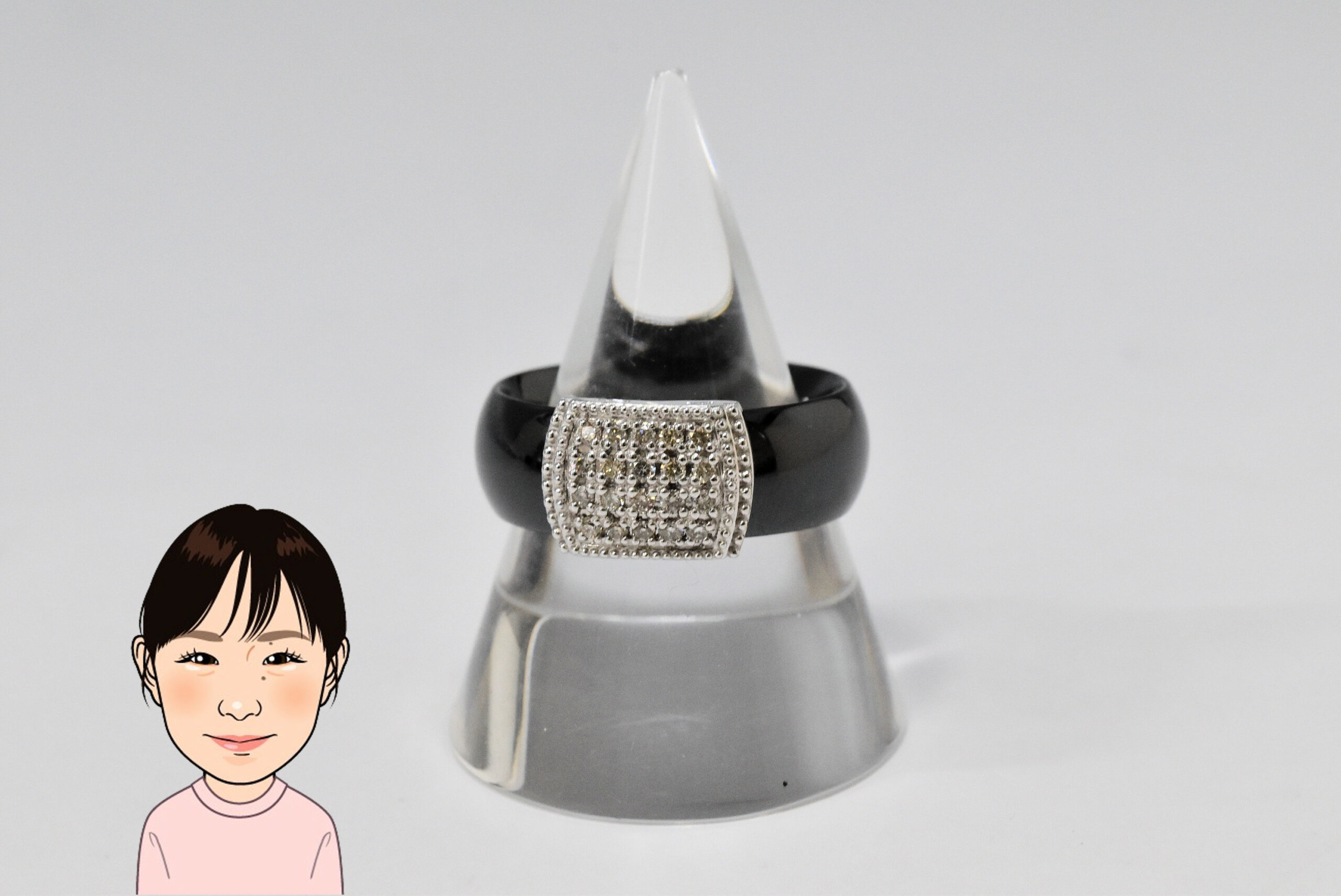 K18WG セラミック ダイヤモンド 指輪 画像1