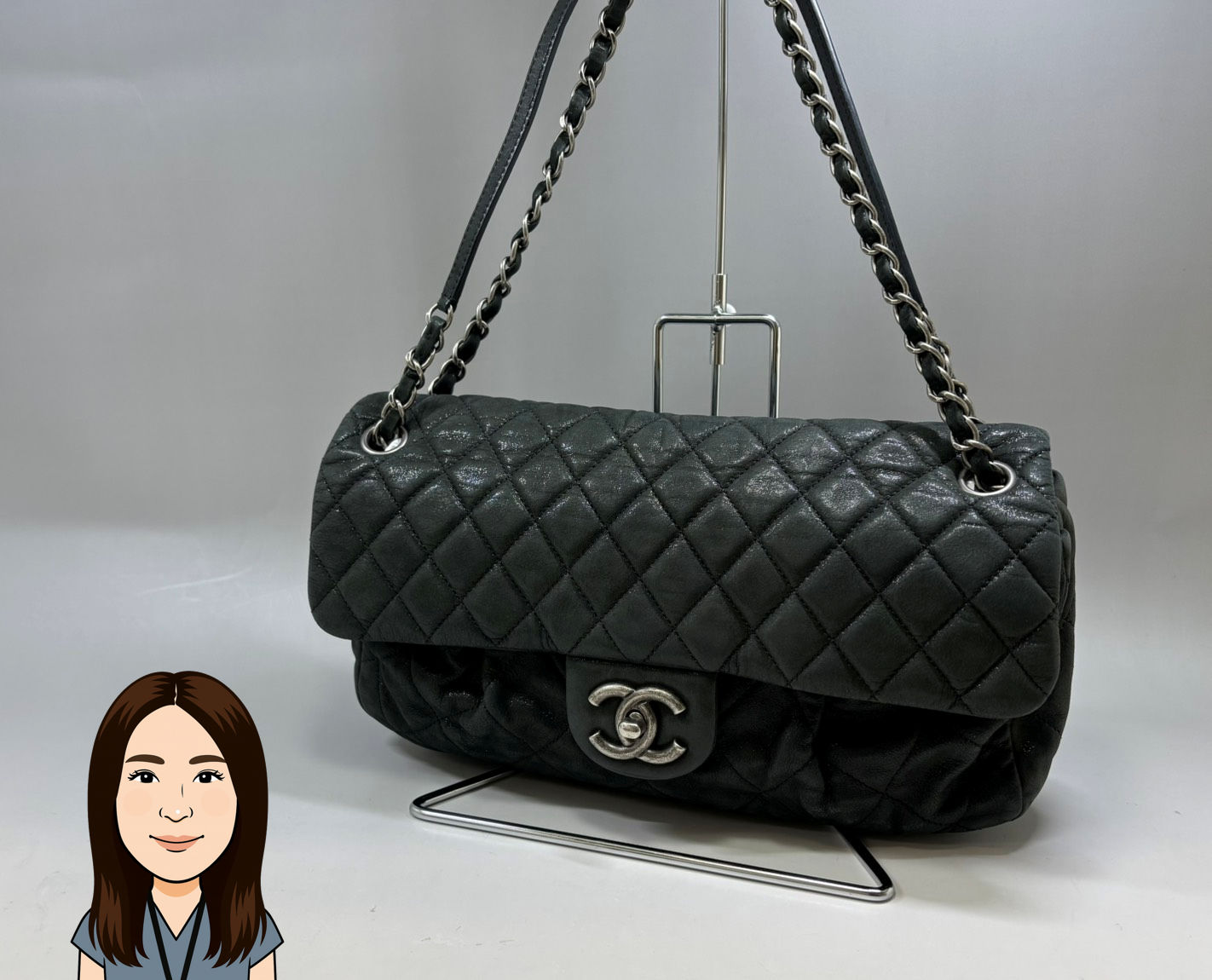CHANEL 【シャネル】 ラムスキン チェーンショルダーバッグ マトラッセ 画像1