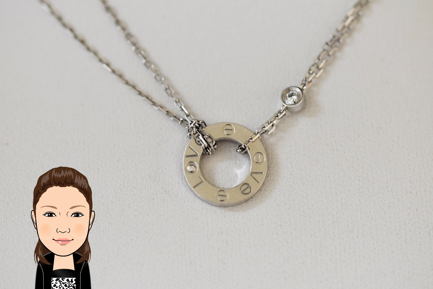 Cartier 【カルティエ】 ホワイトゴールド ラブサークルネックレス 画像1