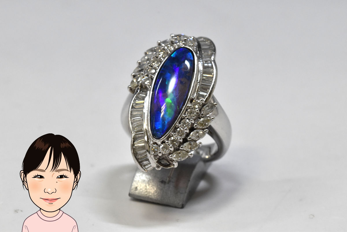 Pt900【プラチナ】オパール ダイヤモンド 指輪 画像1