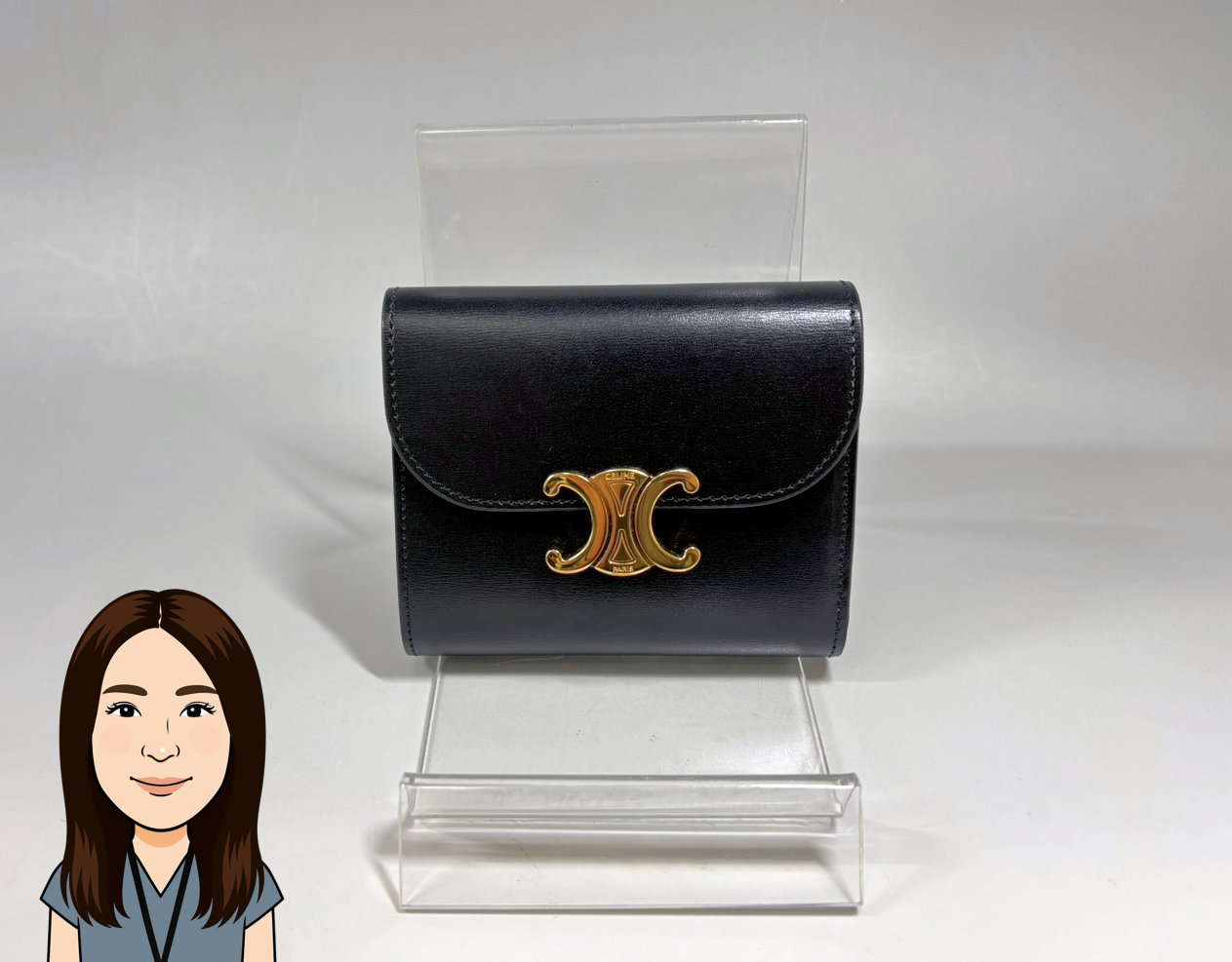 CELINE 【セリーヌ】黒 革 コンパクトウォレット 画像1