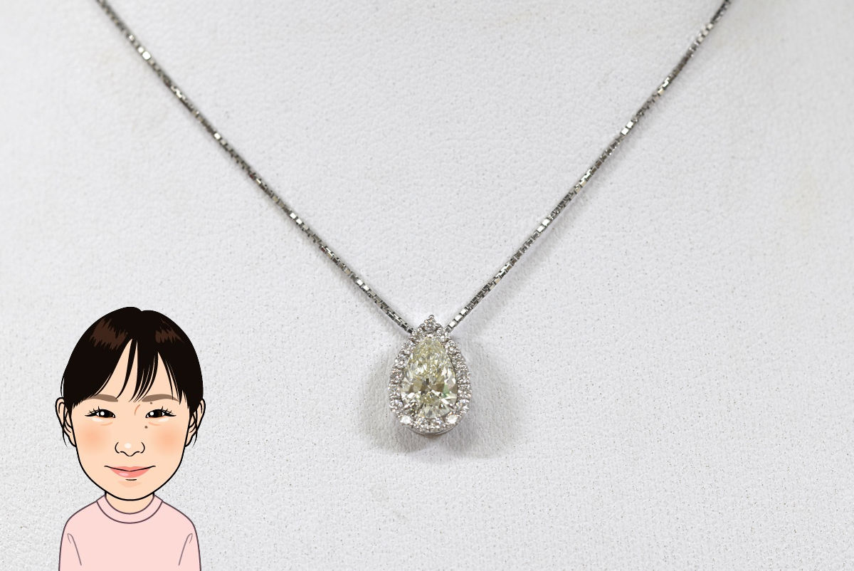 Pt850/900 【プラチナ】 イエローダイヤモンド ネックレス 画像1
