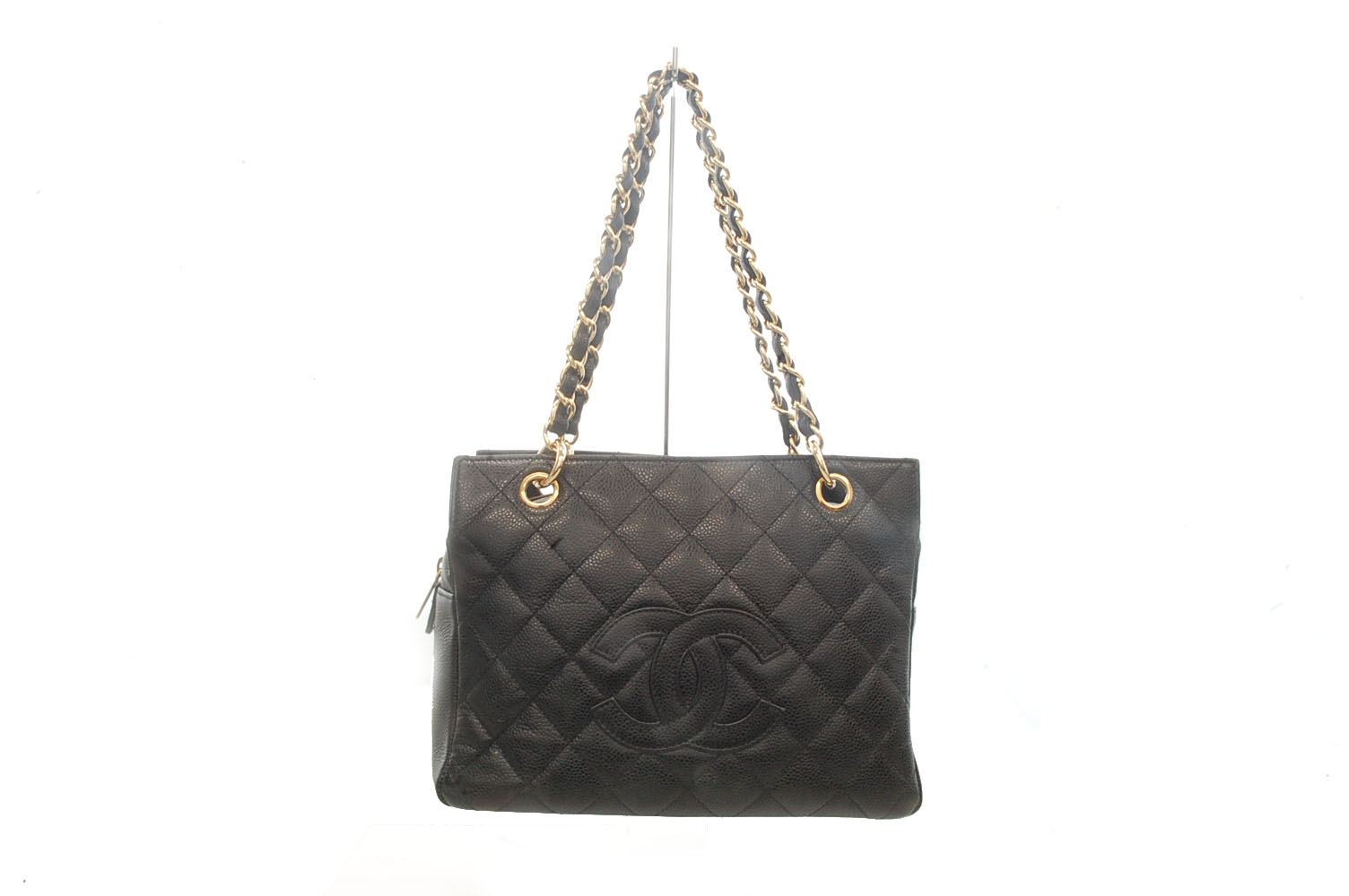 CHANEL【シャネル】キャビアスキン マトラッセ チェーン トート バッグ 画像1