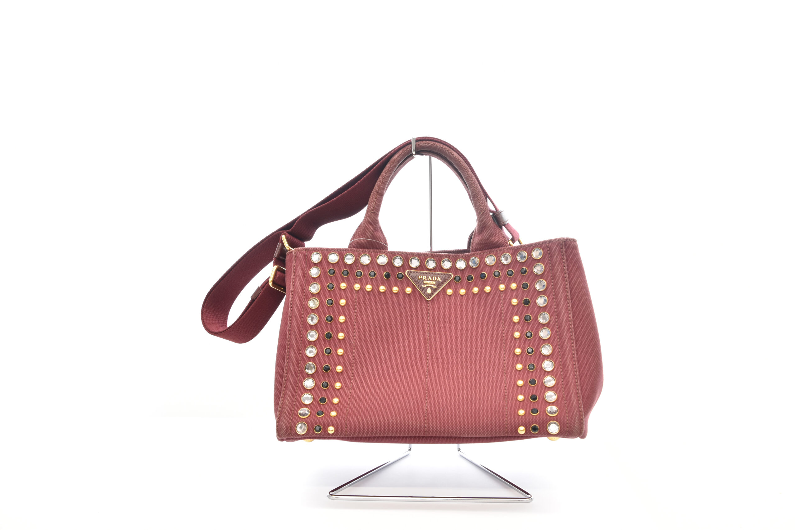 PRADA スタッズ付きカナパトート