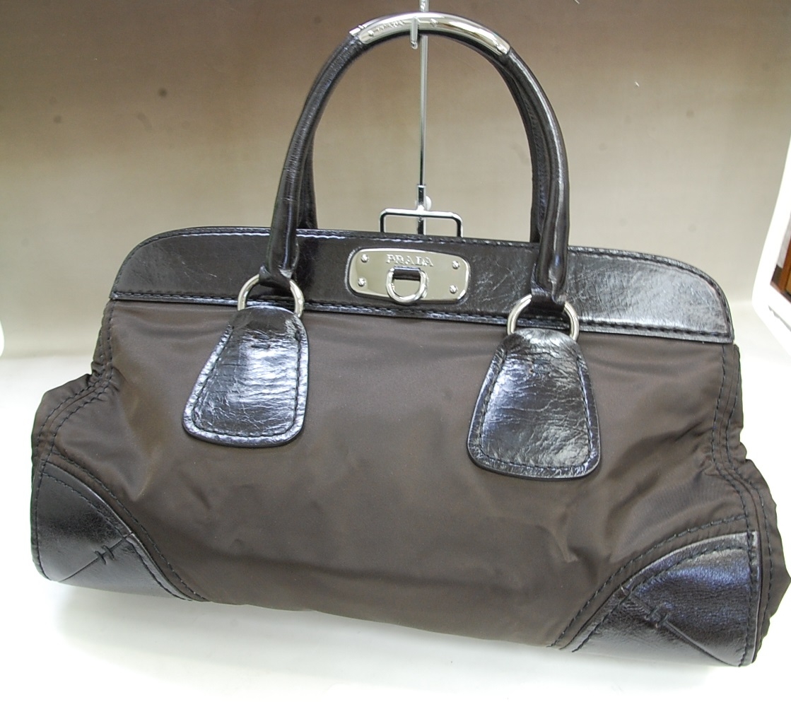 PRADA【プラダ】ナイロン 革 ハンドバッグ 画像1