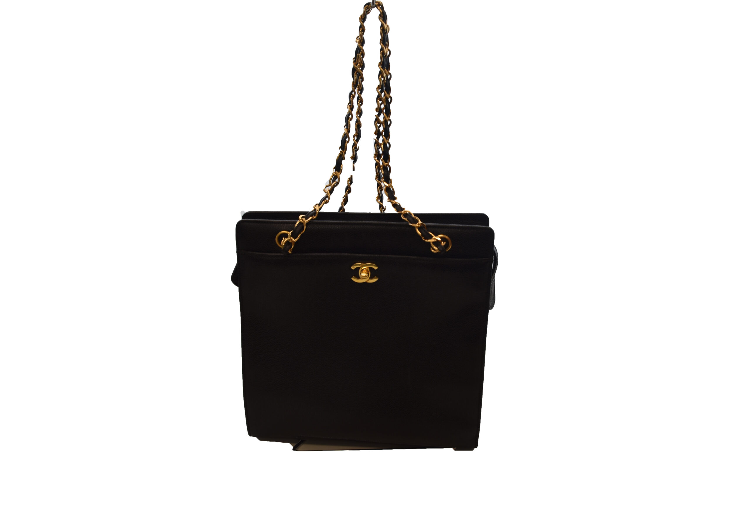 CHANEL【シャネル】キャビアスキン チェーン トート バッグ 画像1