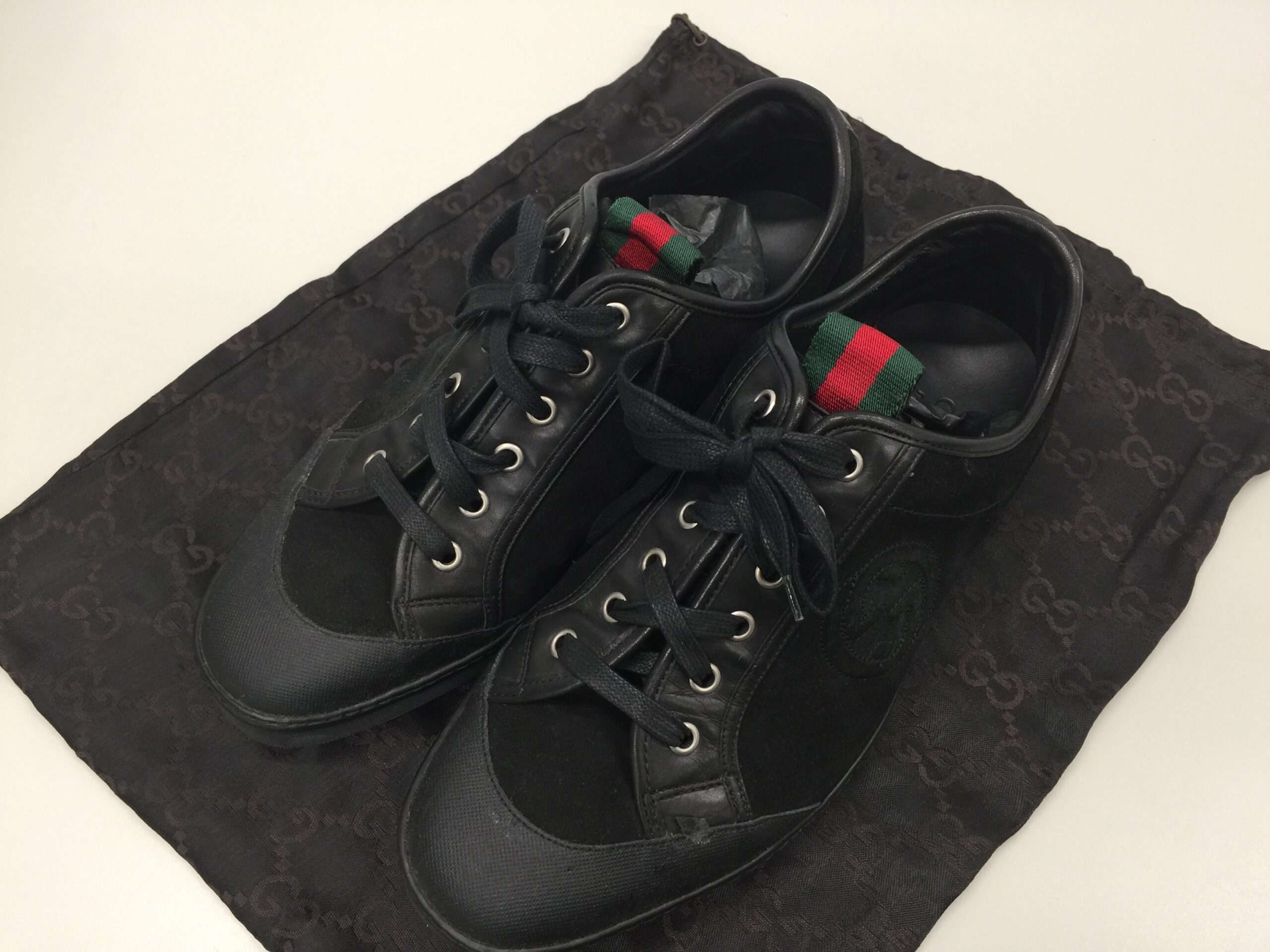 GUCCI【グッチ】キャンバス 革 スニーカー 靴 画像1