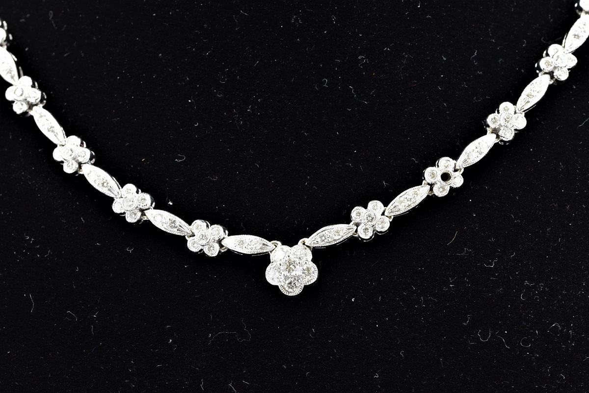 K18WG 18金ホワイトゴールド ダイヤモンドネックレス 画像1