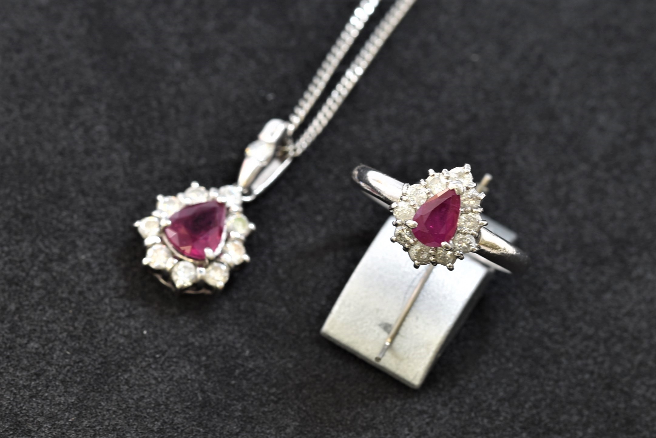 Pt850/Pt900 ルビー ダイヤモンド ネックレス 指輪 画像1