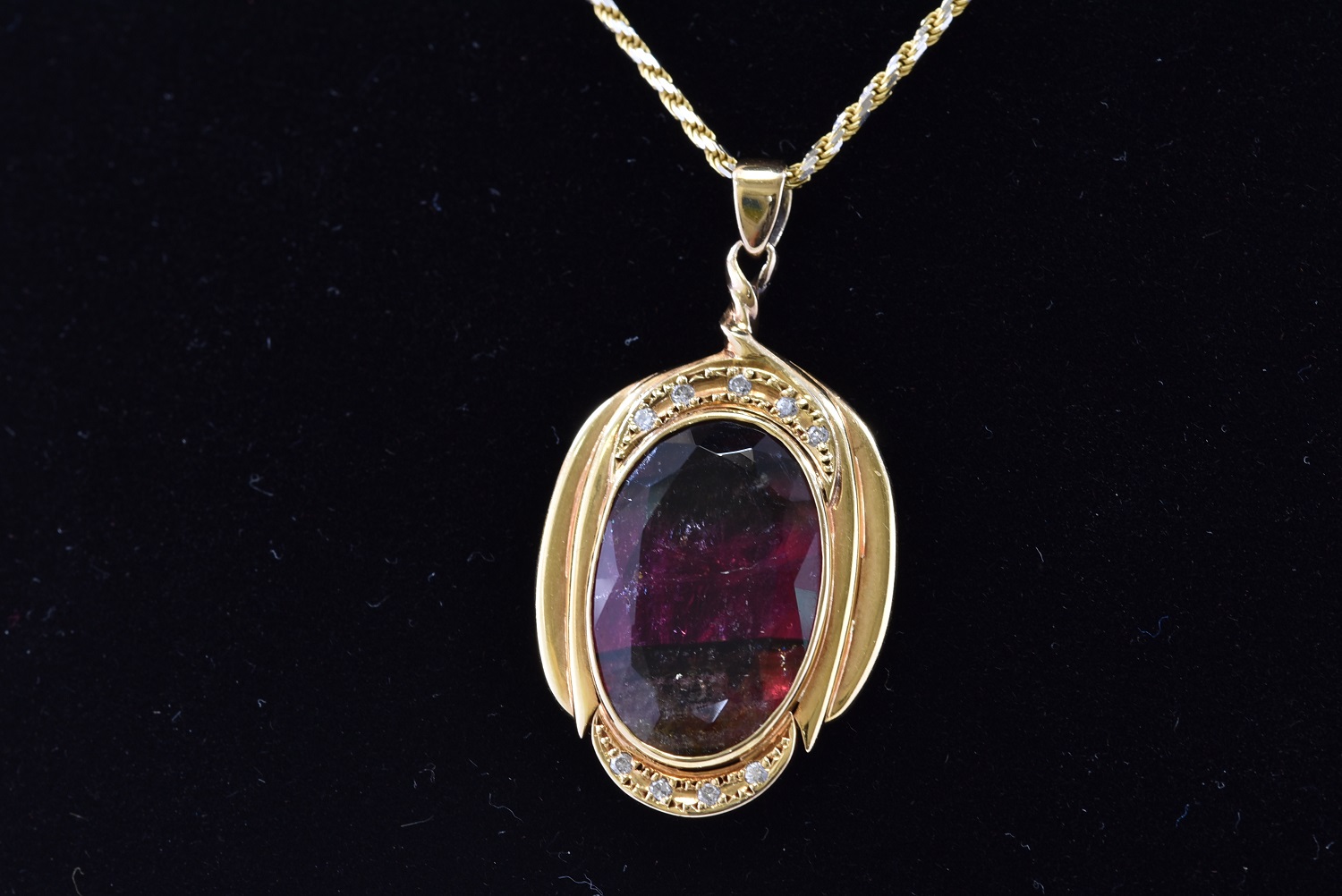 K18 18金 トルマリン ダイヤモンド ネックレス 画像1