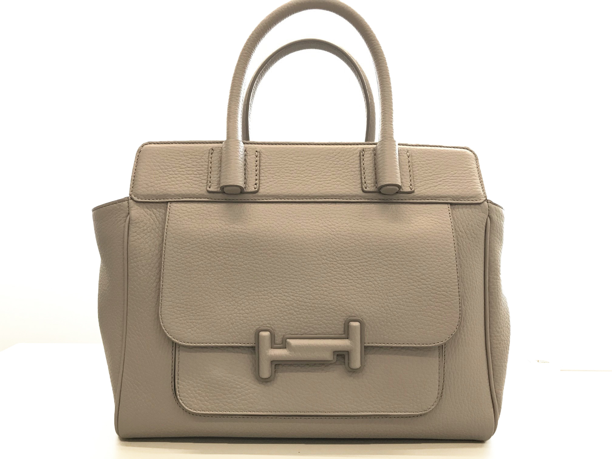 TOD’S【トッズ】 グレー 革レザー ショルダーストラップ付きハンドバッグ ショルダーバッグ 2Wayバッグ 画像1