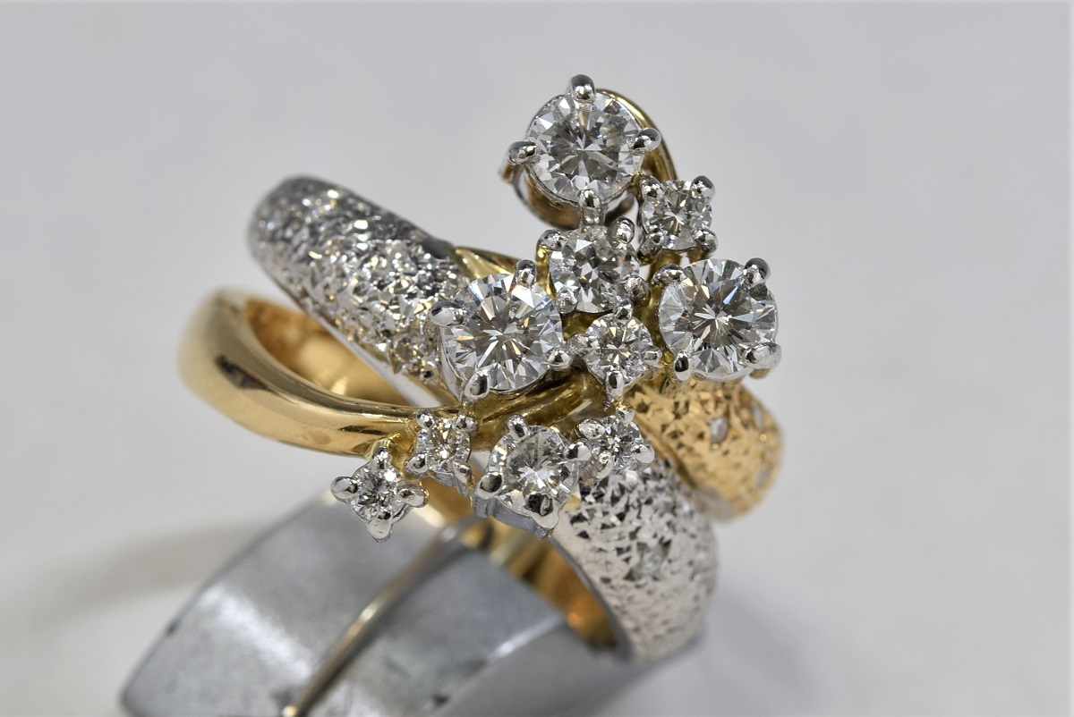 K18/Pt900 18金/プラチナ ダイヤモンド 指輪 画像1