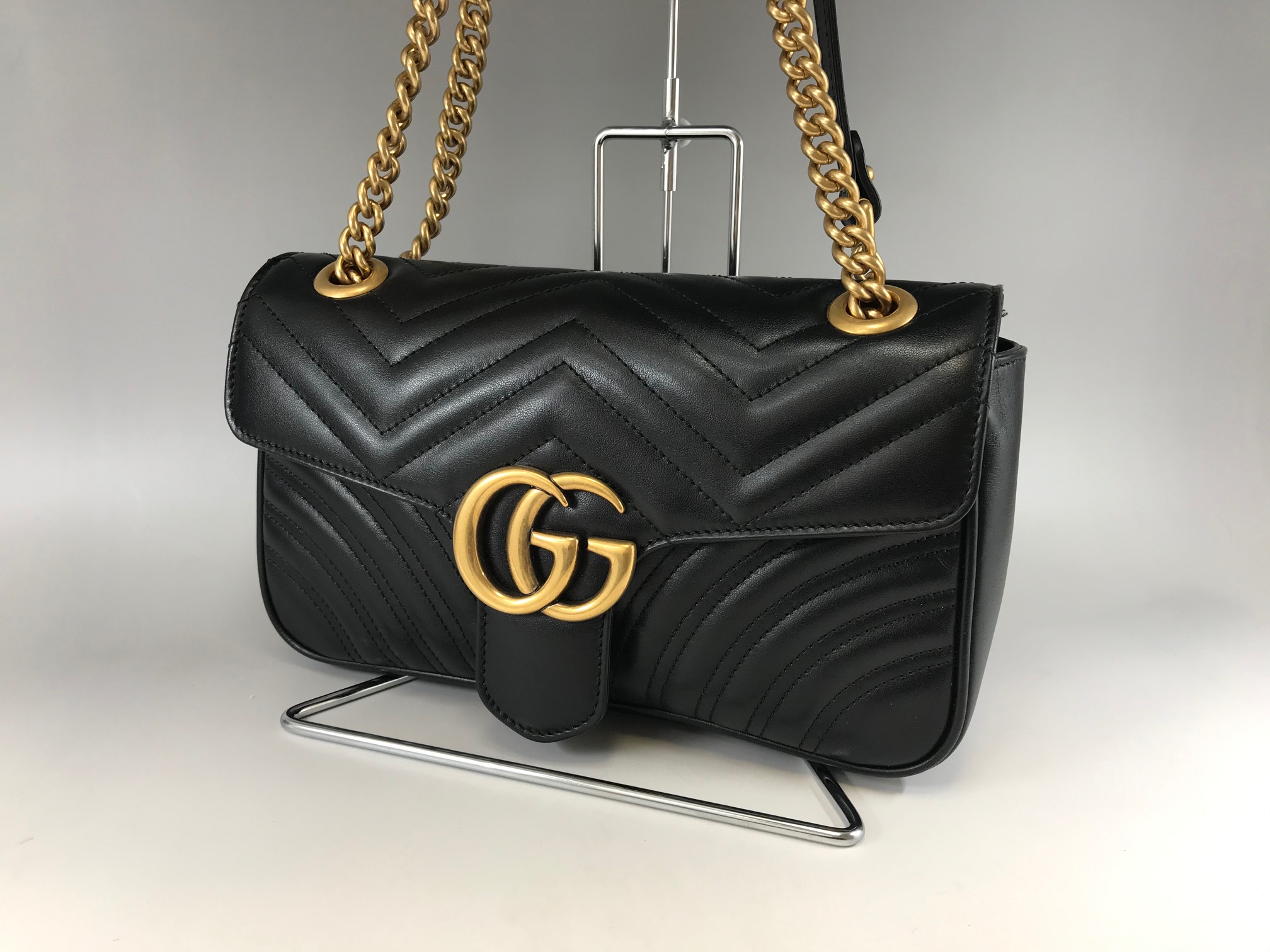 GUCCI 【グッチ】 GGマーモント キルティングシェブロンレザー チェーンショルダーバッグ 画像1