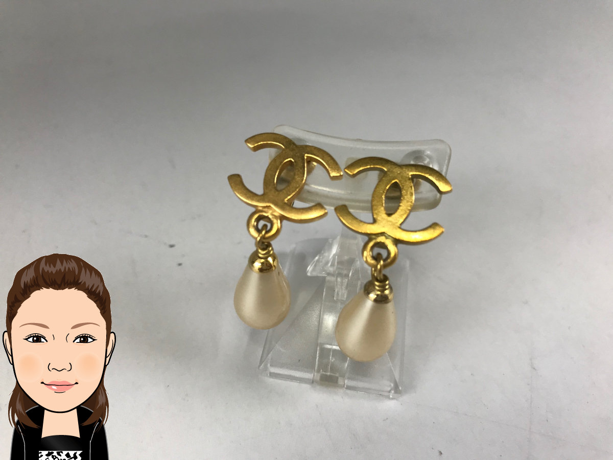 CHANEL 【シャネル】ココマーク+フェイクパール GP イヤリング 画像1