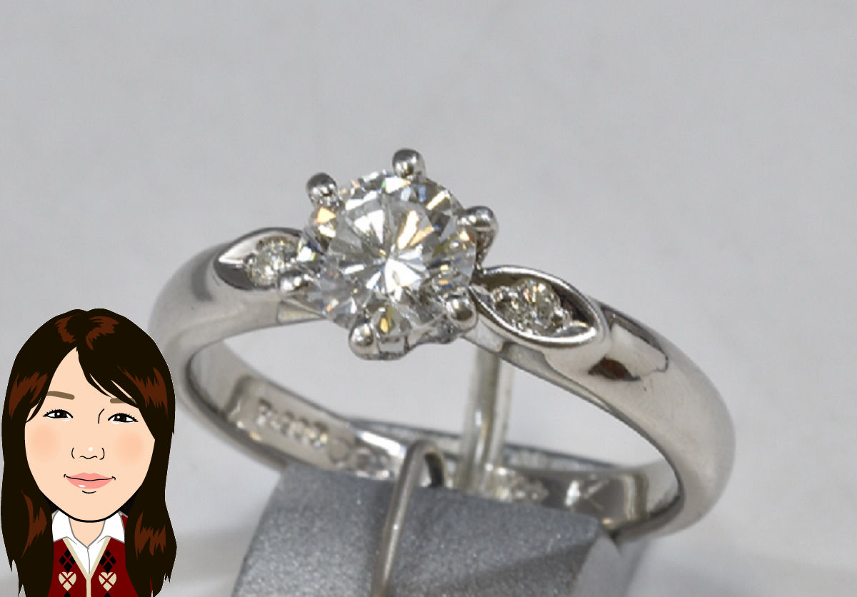Pt900 プラチナ ダイヤモンド 立爪 指輪 画像1
