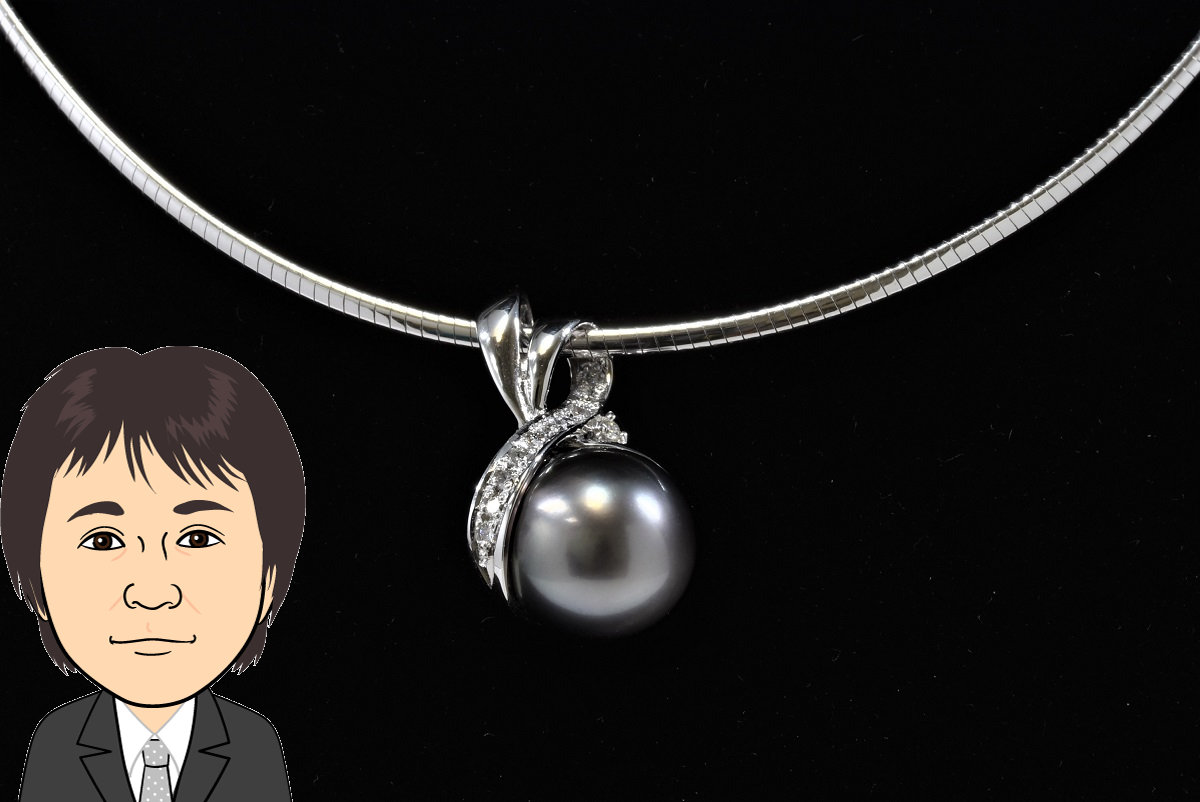 K18WG 18金ホワイトゴールド パール ダイヤモンド ネックレス 画像1